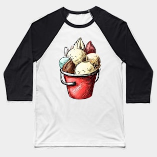 Drawing of ice cream in a red bucket Baseball T-Shirt